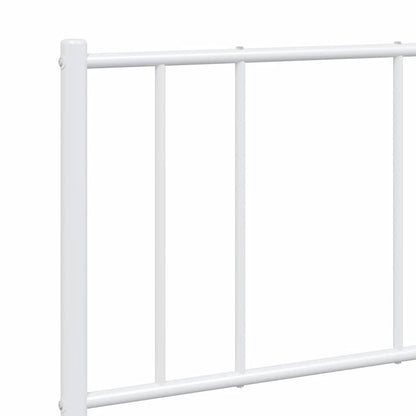White Metal Bed Frame with Headboard, 135x190cm, No Mattress