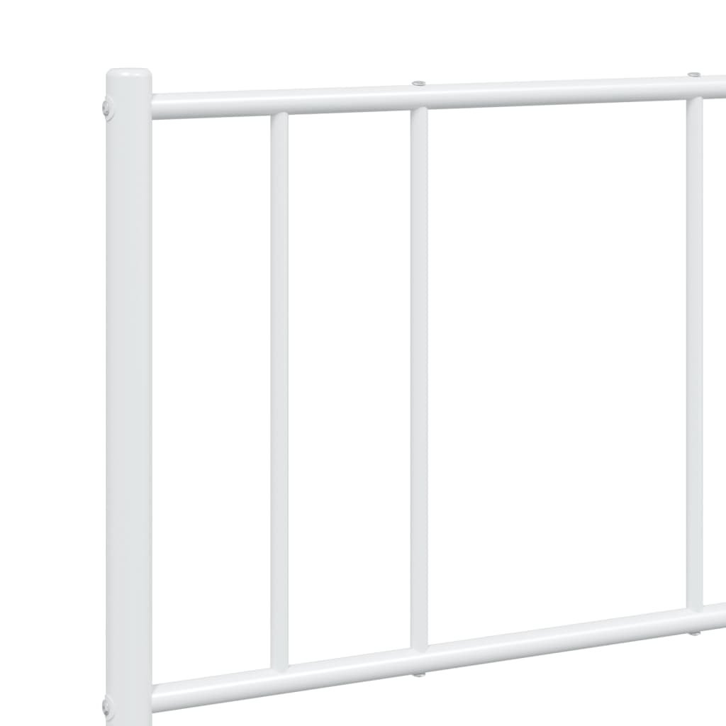 Sleek White Metal Bed Frame with Headboard - 140x190 cm