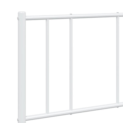 White Metal Bed Frame with Headboard, 160x200cm - No Mattress Included