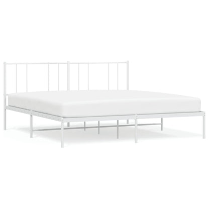 White Metal Bed Frame With Headboard 180x200cm - No Mattress