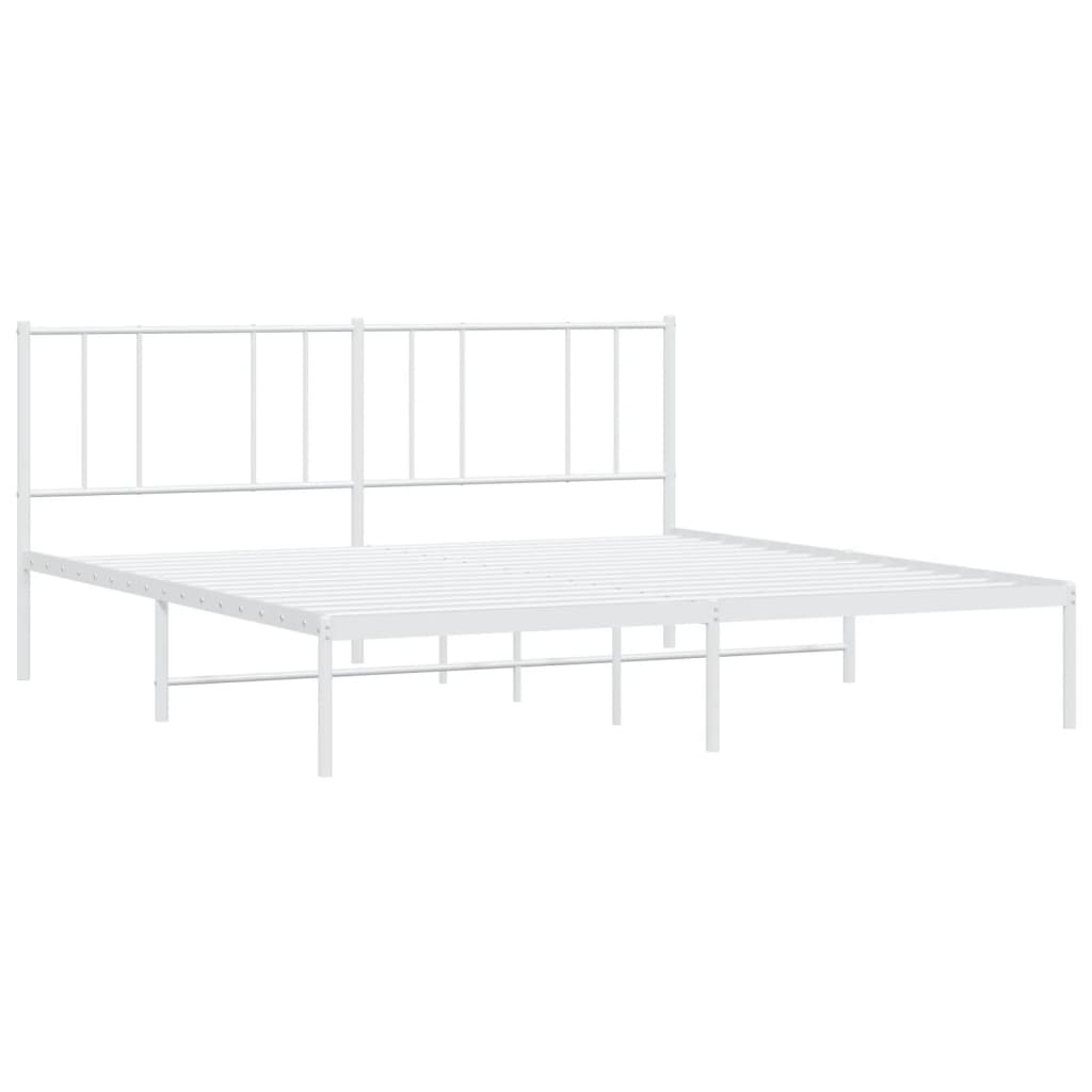 White Metal Bed Frame With Headboard 180x200cm - No Mattress