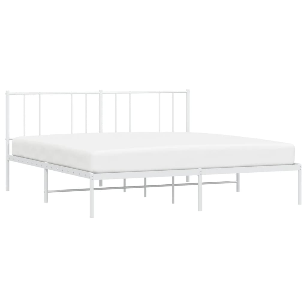 White Metal Bed Frame With Headboard 180x200cm - No Mattress