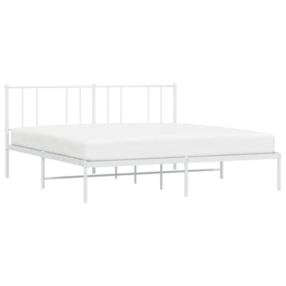 White Metal Bed Frame With Headboard 180x200cm - No Mattress