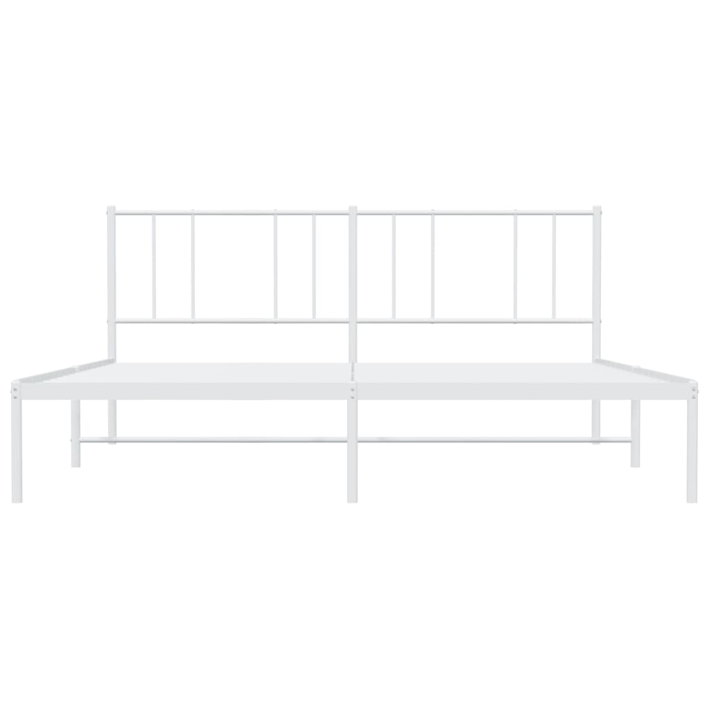 White Metal Bed Frame With Headboard 180x200cm - No Mattress
