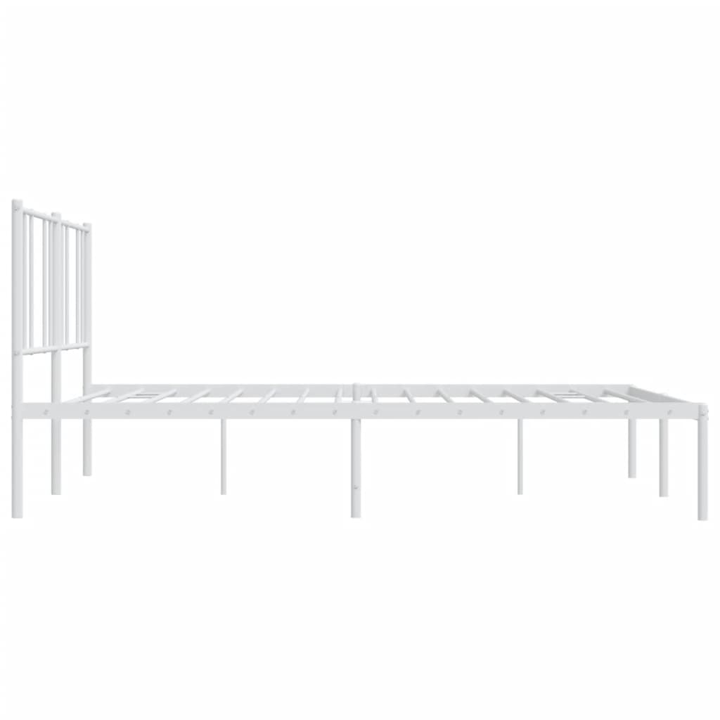 White Metal Bed Frame With Headboard 180x200cm - No Mattress