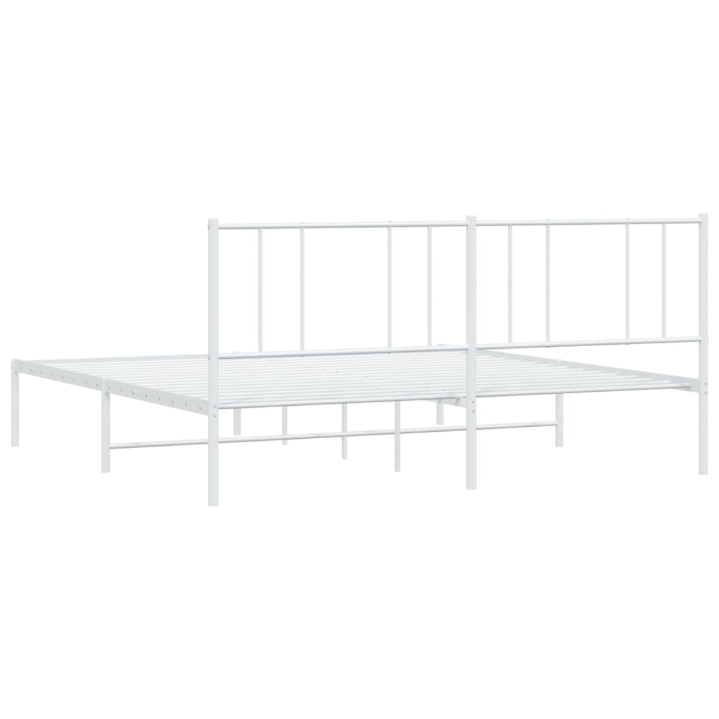 White Metal Bed Frame With Headboard 180x200cm - No Mattress