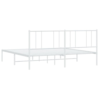 White Metal Bed Frame With Headboard 180x200cm - No Mattress