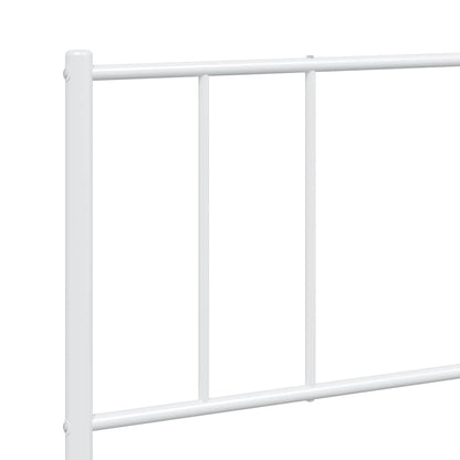 White Metal Bed Frame with Headboard, 193x203cm - Mattress Not Included