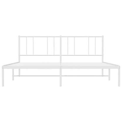 White Metal Bed Frame with Headboard 200x200cm - Durable Design