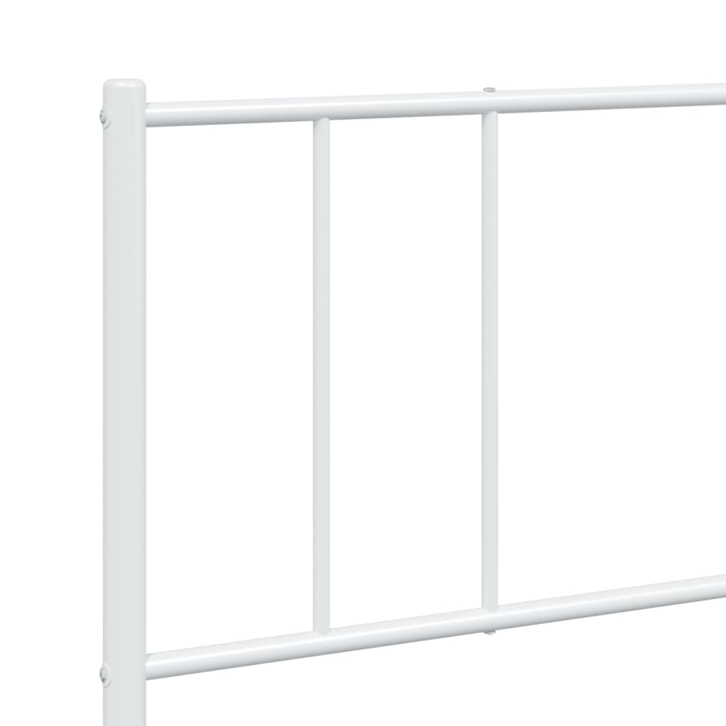 White Metal Bed Frame with Headboard 200x200cm - Durable Design