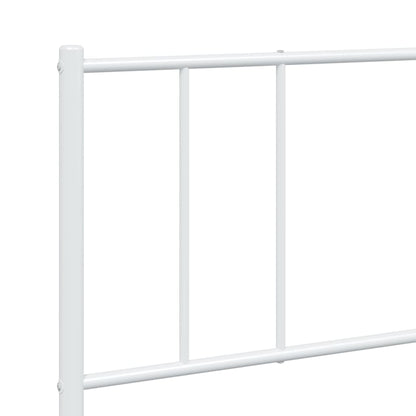 White Metal Bed Frame with Headboard 200x200cm - Durable Design