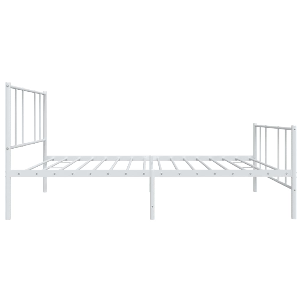 White Metal Bed Frame with Footboard - 75x190cm, No Mattress