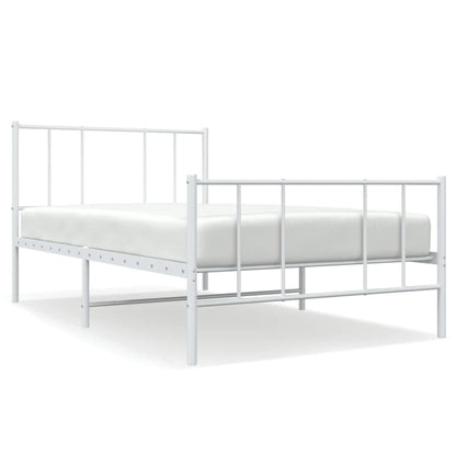 White Metal Bed Frame with Footboard, 80x200cm, No Mattress