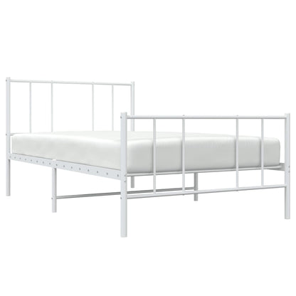 White Metal Bed Frame with Footboard, 80x200cm, No Mattress