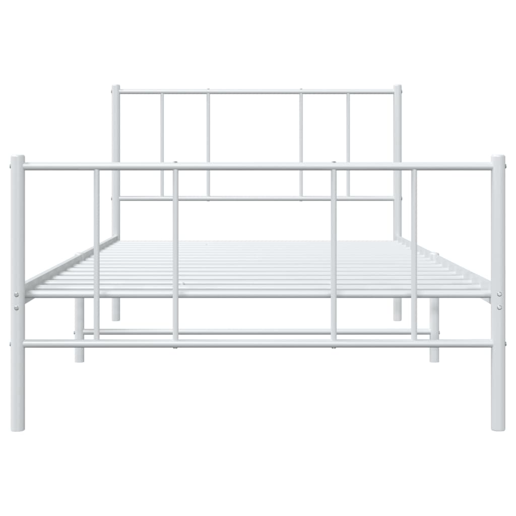 White Metal Bed Frame with Footboard, 80x200cm, No Mattress