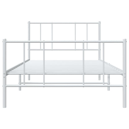 White Metal Bed Frame with Footboard, 80x200cm, No Mattress