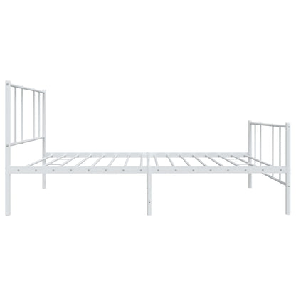 White Metal Bed Frame with Footboard, 80x200cm, No Mattress