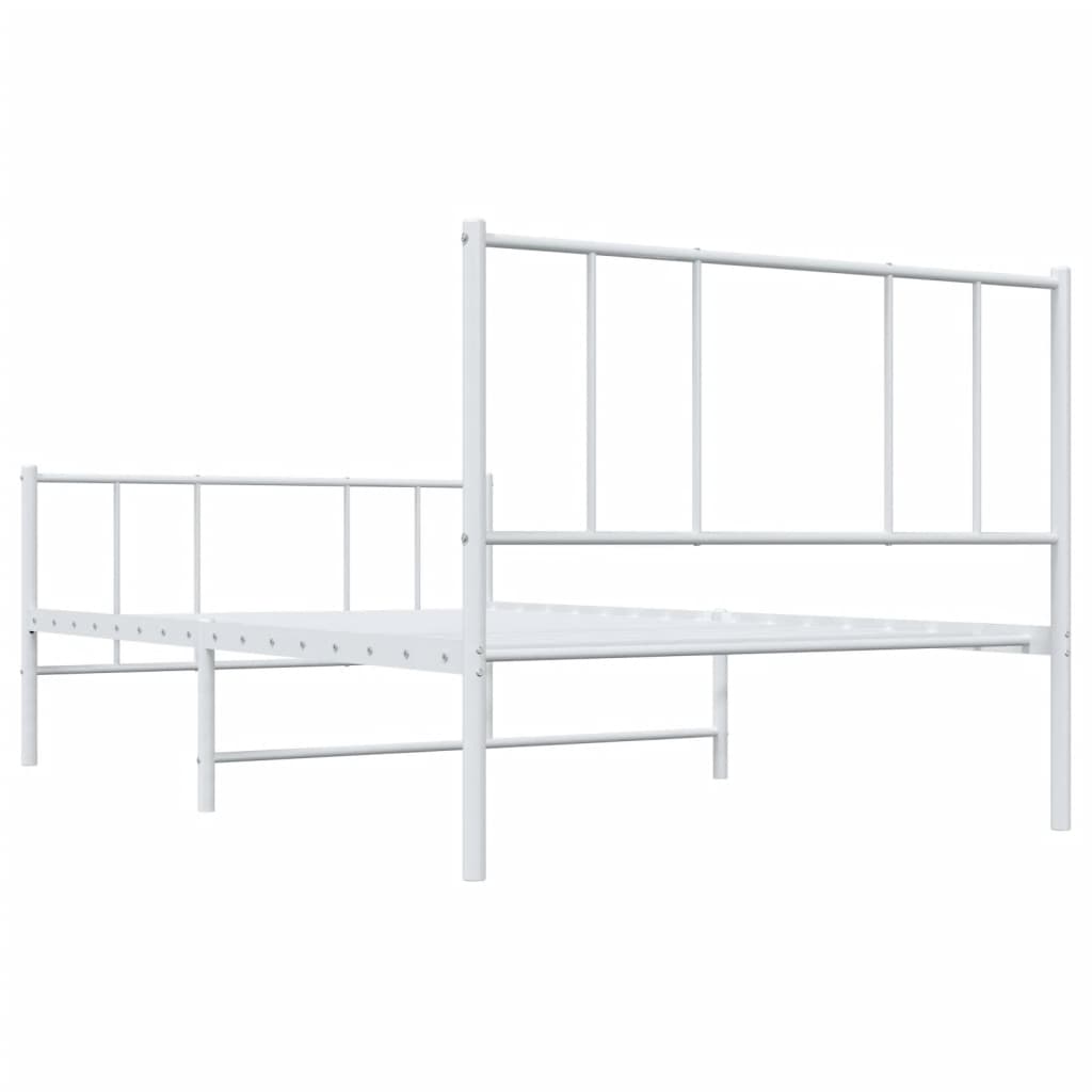 White Metal Bed Frame with Footboard, 80x200cm, No Mattress