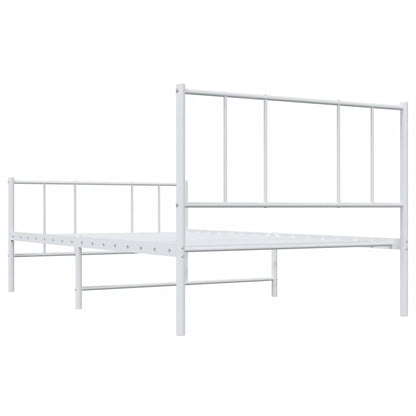 White Metal Bed Frame with Footboard, 80x200cm, No Mattress