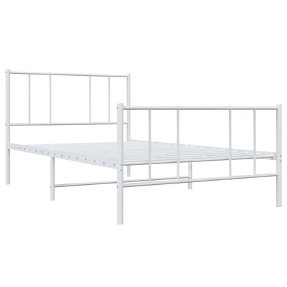 White Metal Bed Frame with Footboard 100x190cm - No Mattress