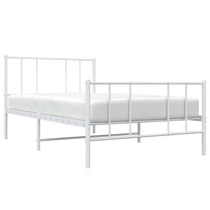White Metal Bed Frame with Footboard 100x190cm - No Mattress