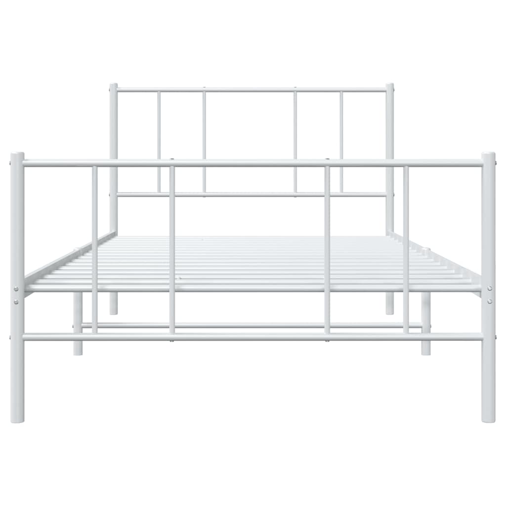 White Metal Bed Frame with Footboard 100x190cm - No Mattress