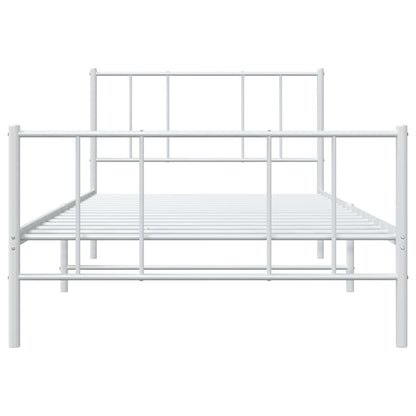 White Metal Bed Frame with Footboard 100x190cm - No Mattress