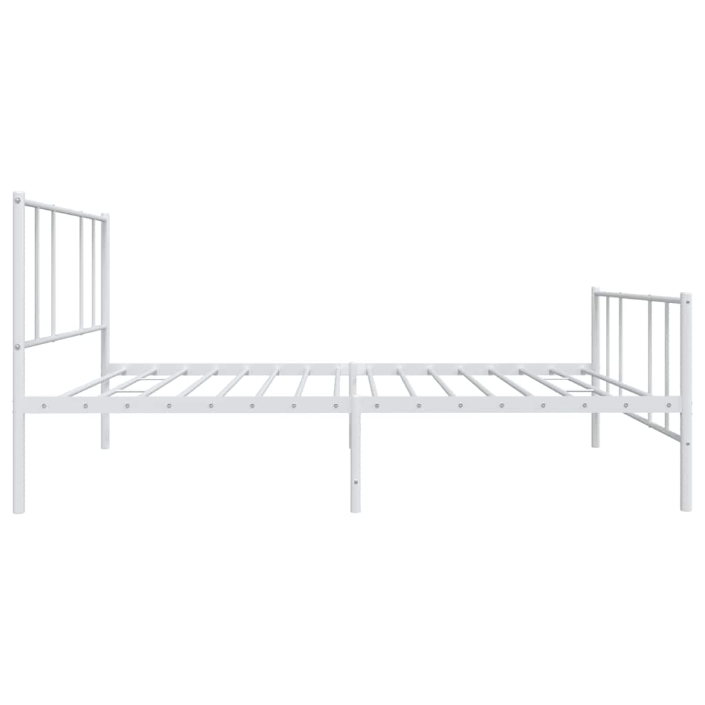 White Metal Bed Frame with Footboard 100x190cm - No Mattress
