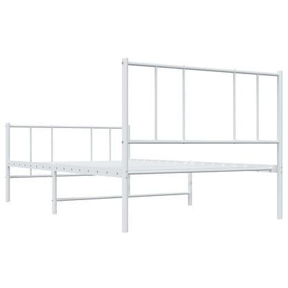 White Metal Bed Frame with Footboard 100x190cm - No Mattress
