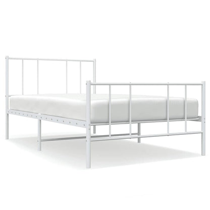 White Metal Bed Frame with Footboard - 100x200 cm