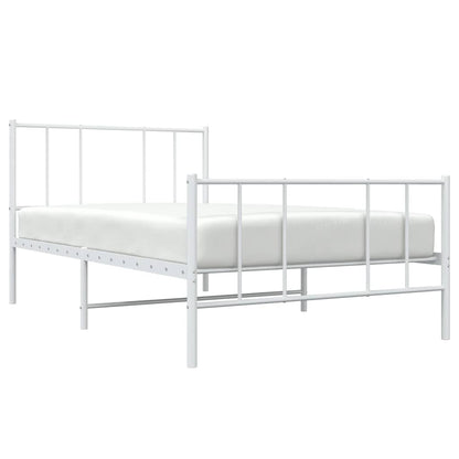 White Metal Bed Frame with Footboard - 100x200 cm
