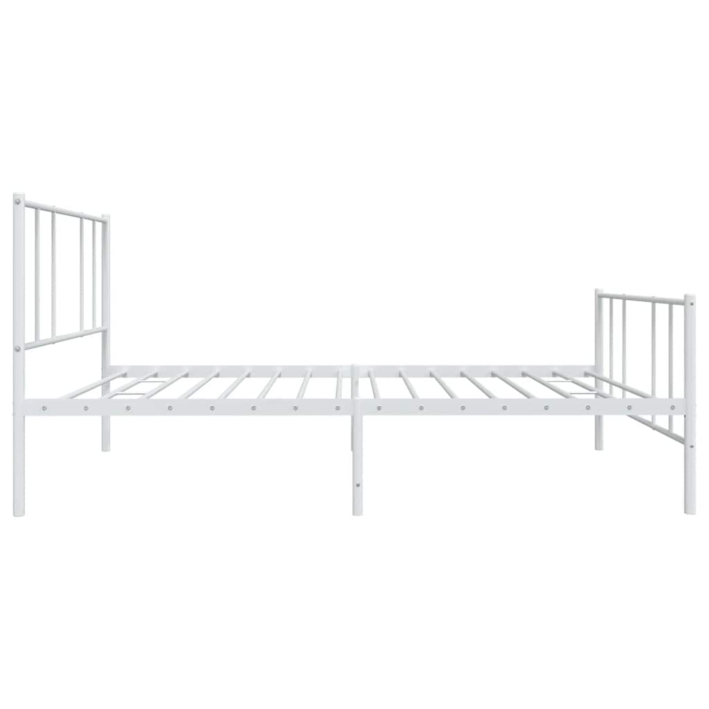 White Metal Bed Frame with Footboard - 100x200 cm