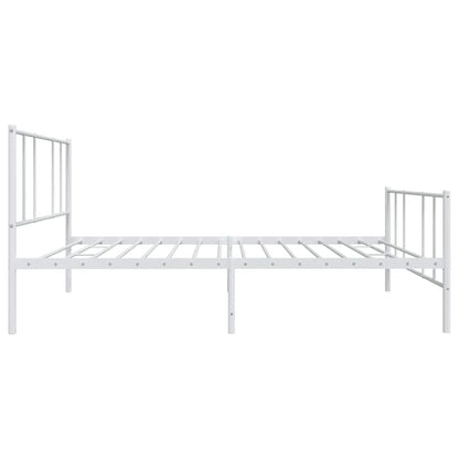 White Metal Bed Frame with Footboard - 100x200 cm