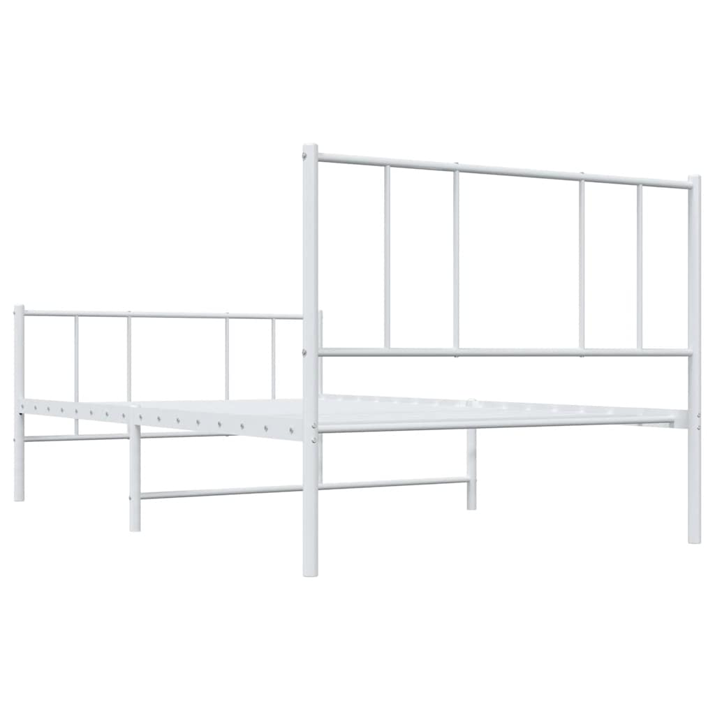 White Metal Bed Frame with Footboard - 100x200 cm