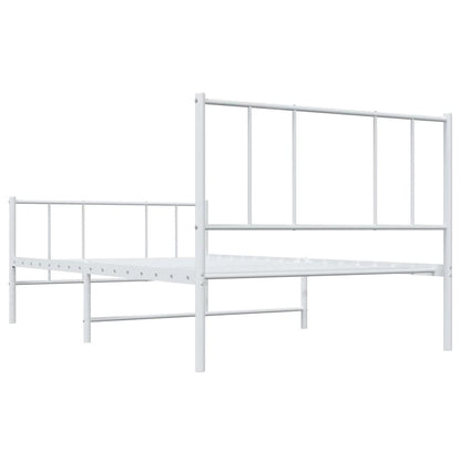 White Metal Bed Frame with Footboard - 100x200 cm