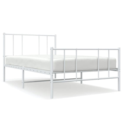 White Metal Bed Frame with Footboard, 107x203cm – Mattress Excluded