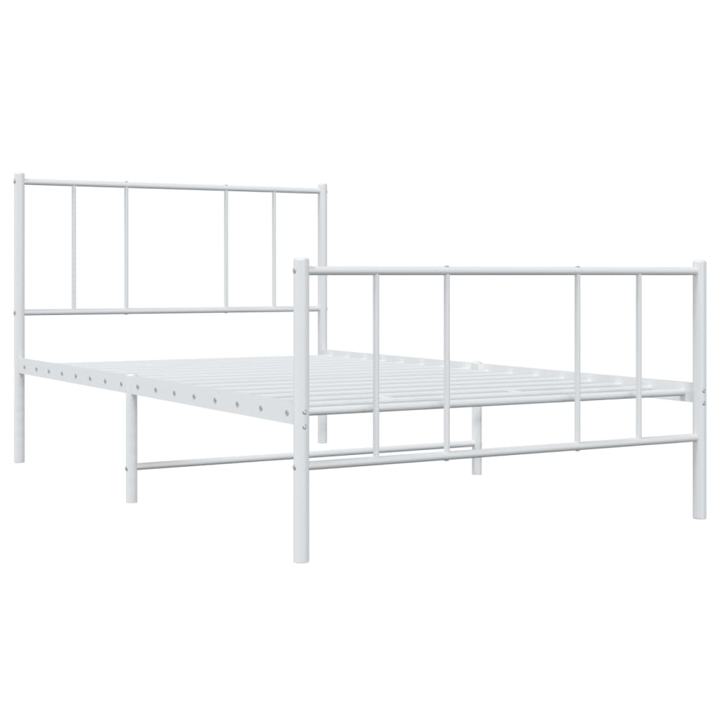 White Metal Bed Frame with Footboard, 107x203cm – Mattress Excluded
