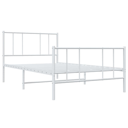 White Metal Bed Frame with Footboard, 107x203cm – Mattress Excluded