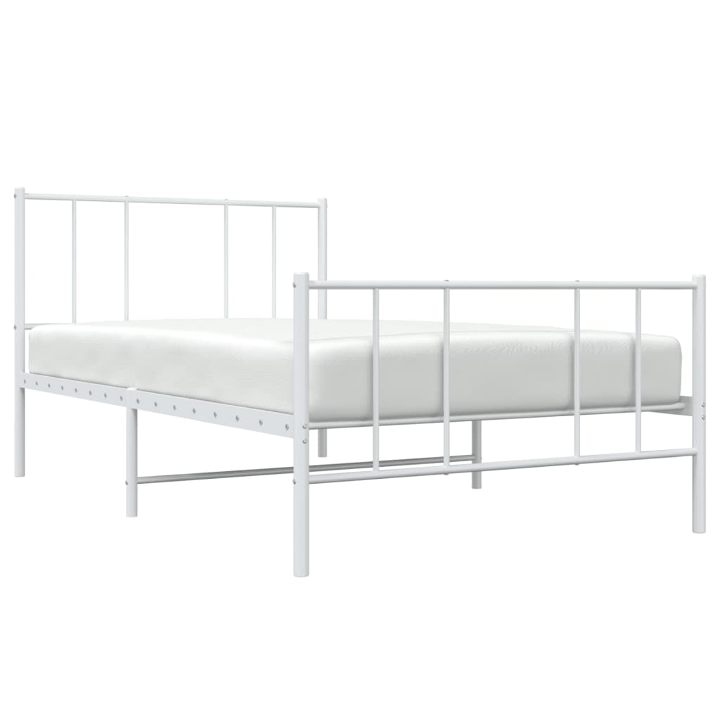 White Metal Bed Frame with Footboard, 107x203cm – Mattress Excluded