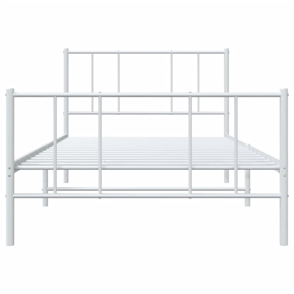 White Metal Bed Frame with Footboard, 107x203cm – Mattress Excluded