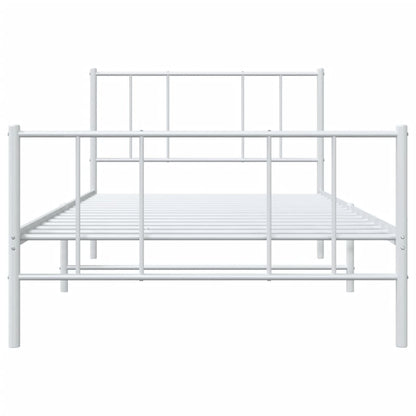 White Metal Bed Frame with Footboard, 107x203cm – Mattress Excluded