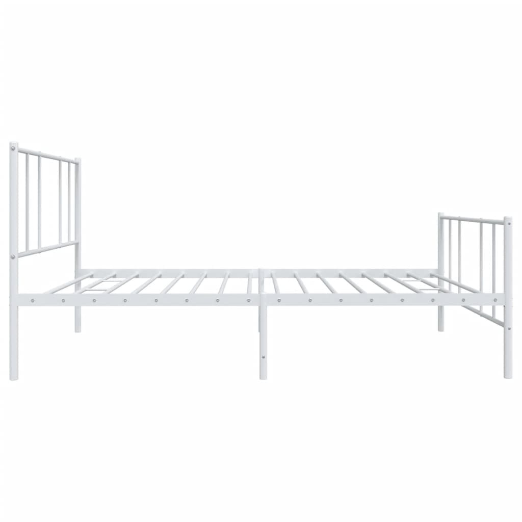 White Metal Bed Frame with Footboard, 107x203cm – Mattress Excluded