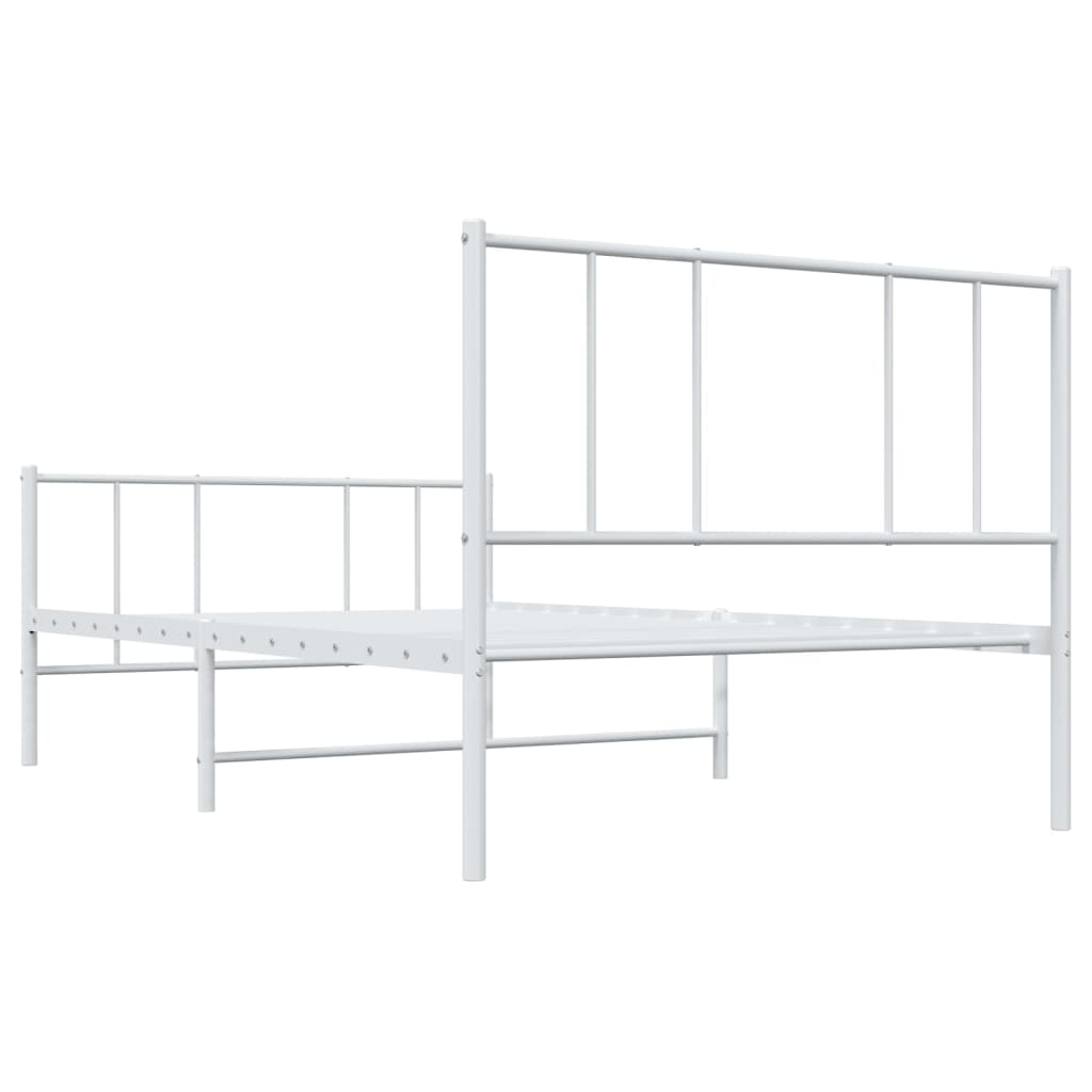 White Metal Bed Frame with Footboard, 107x203cm – Mattress Excluded