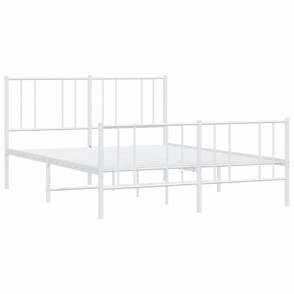 White Metal Bed Frame with Footboard - 120x190cm