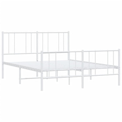 White Metal Bed Frame with Footboard - 120x190cm
