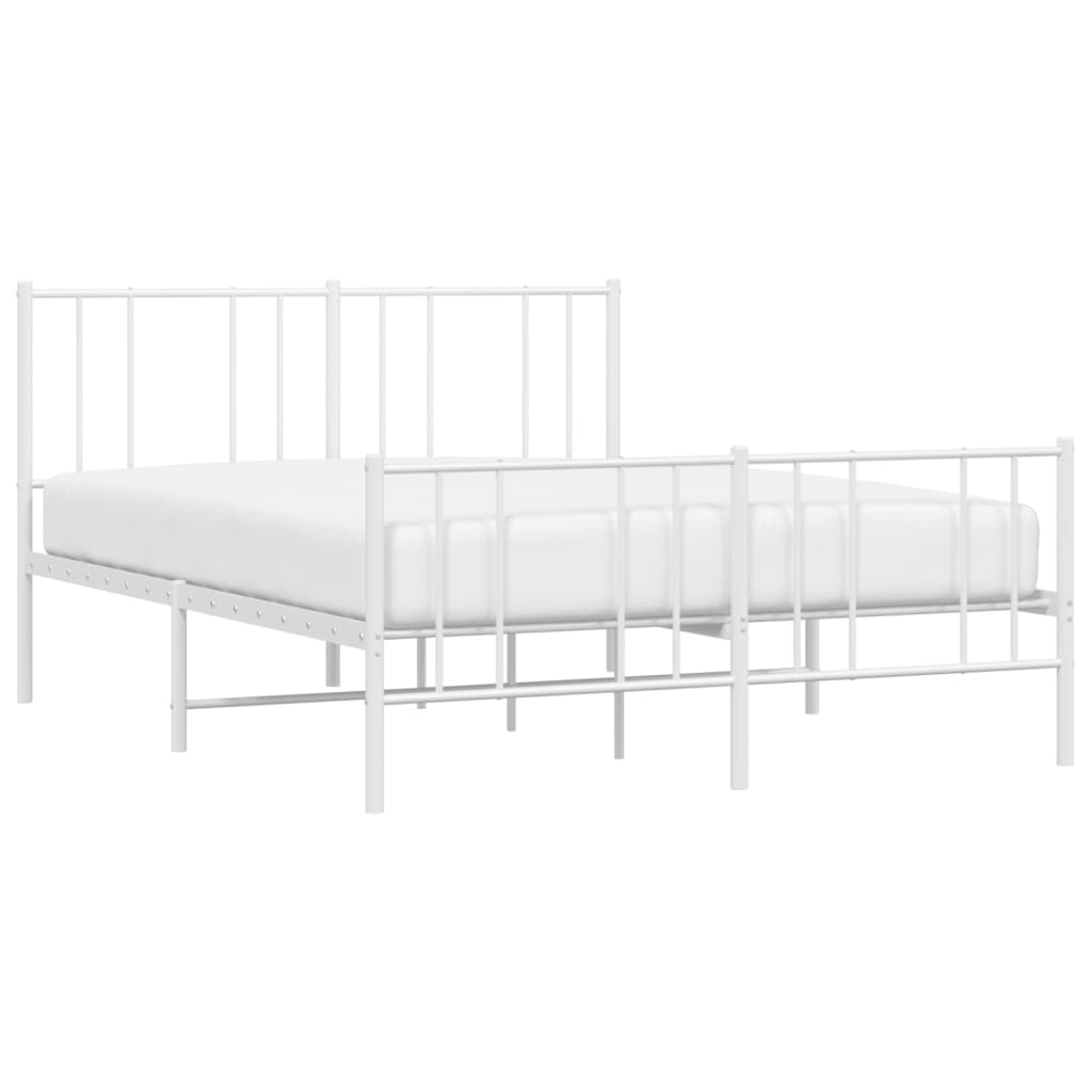 White Metal Bed Frame with Footboard - 120x190cm