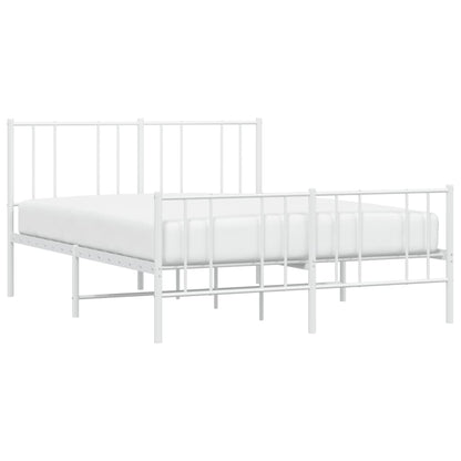 White Metal Bed Frame with Footboard - 120x190cm
