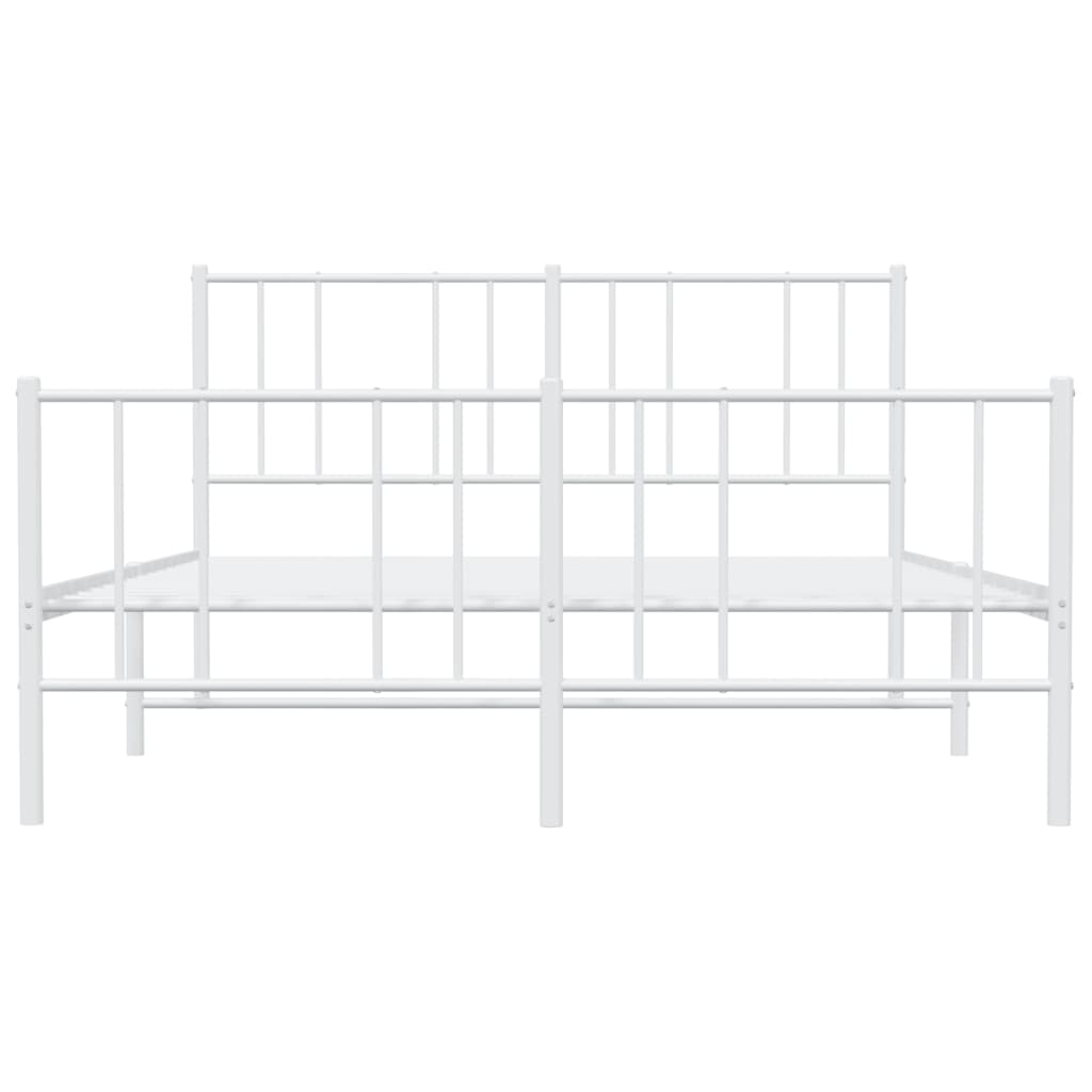 White Metal Bed Frame with Footboard - 120x190cm