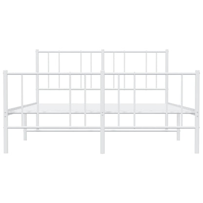 White Metal Bed Frame with Footboard - 120x190cm