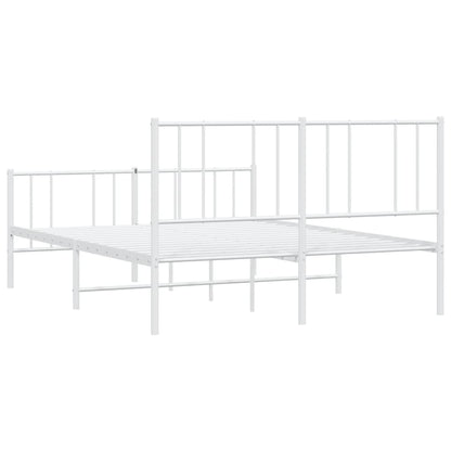 White Metal Bed Frame with Footboard - 120x190cm